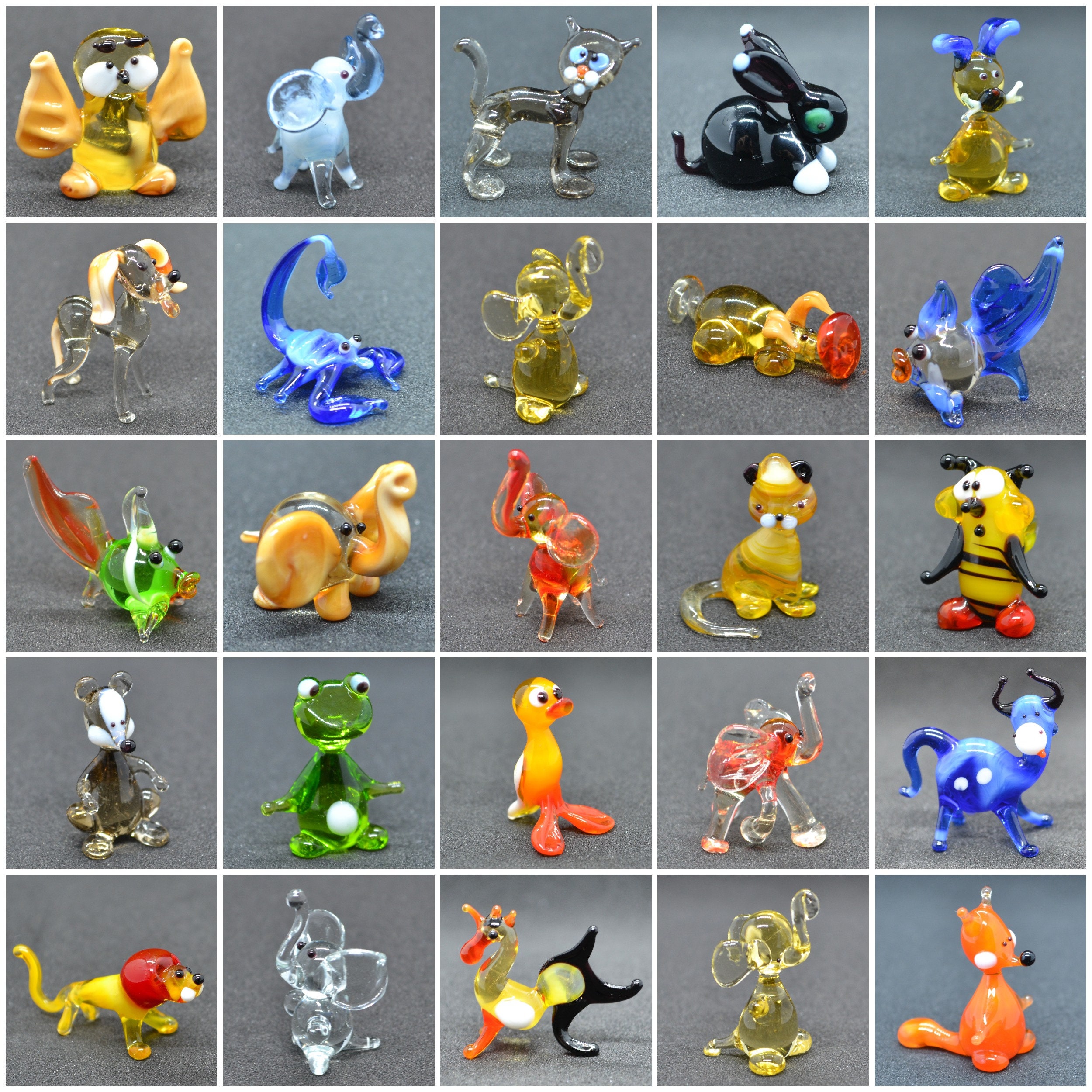 Buy Mini Glass Animal Figurines: 1-inch Decorative Set of 25
