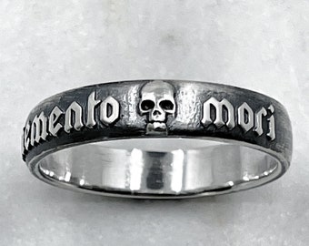 6mm Memento Mori Ring, All Genders Jewelry, Macabre Jewelry, Mourning Jewelry,