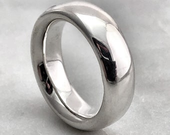 Silver Ring, 7.9mm Polished Silver Band, Mens Ring, Handmade ring, Mens Wedding Band