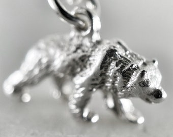 Sterling Silver Grizzly Bear Pendant Necklace: Animal Totem Jewelry