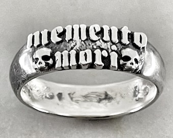 Memento Mori Skull Ring, Sterling Silver Macabre Jewelry