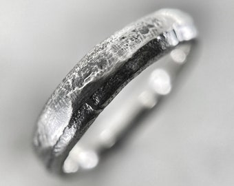 Rustic Silver Ring, Alternative Wedding Band, Wedding Ring