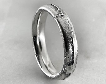 Rustic Silver Ring, Rustic Wedding Band