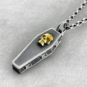 Coffin Pendant, Funeral Pendant, Funeral Jewelry, Skull Pendant, Memento Mori Gold, Gold Skull Necklace, Skull UK, Gold Skull