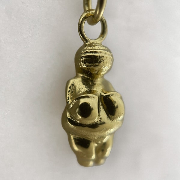 Goddess Necklace, Gold Necklace, Venus Of Willendorf Necklace, Fem Symbol, Venus Of Willendorf Charm, Fertility Pendant,