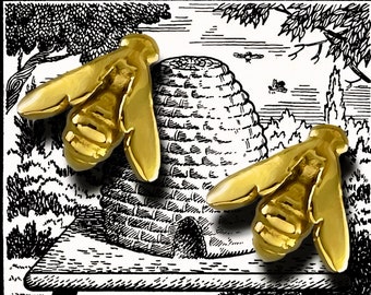 Bee Studs, Bee Earrings, Silver Bee Studs, Gold Bee Studs
