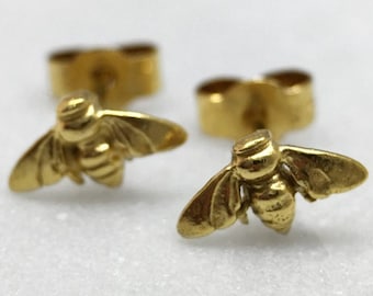 Bee Stud Earrings, All Genders Jewelry, Tiny Bee Studs