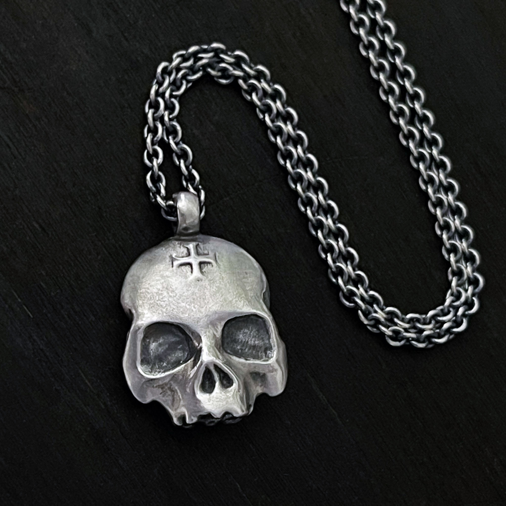 Sterling Silver Skull Pendant, Double Sided Memento Mori Necklace - Etsy