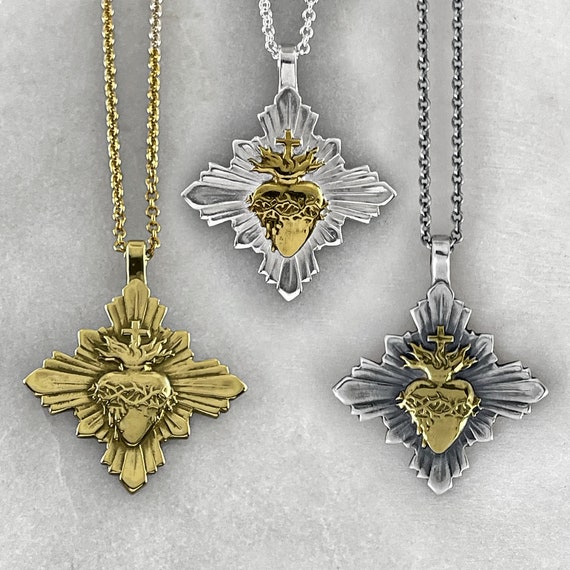 Sacred Heart Necklace Gold Sacred Heart Pendant the Sacred Heart