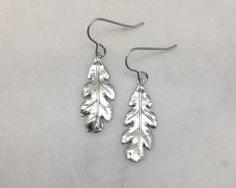 Silver Oak Leaf Earrings