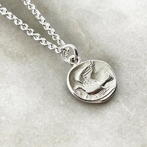 Dove Pendant Necklace All Genders Jewelry Greek Coin Pendant