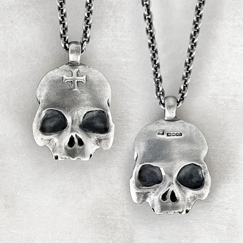 Sterling Silver Skull Pendant, Double Sided Memento Mori Necklace - Etsy