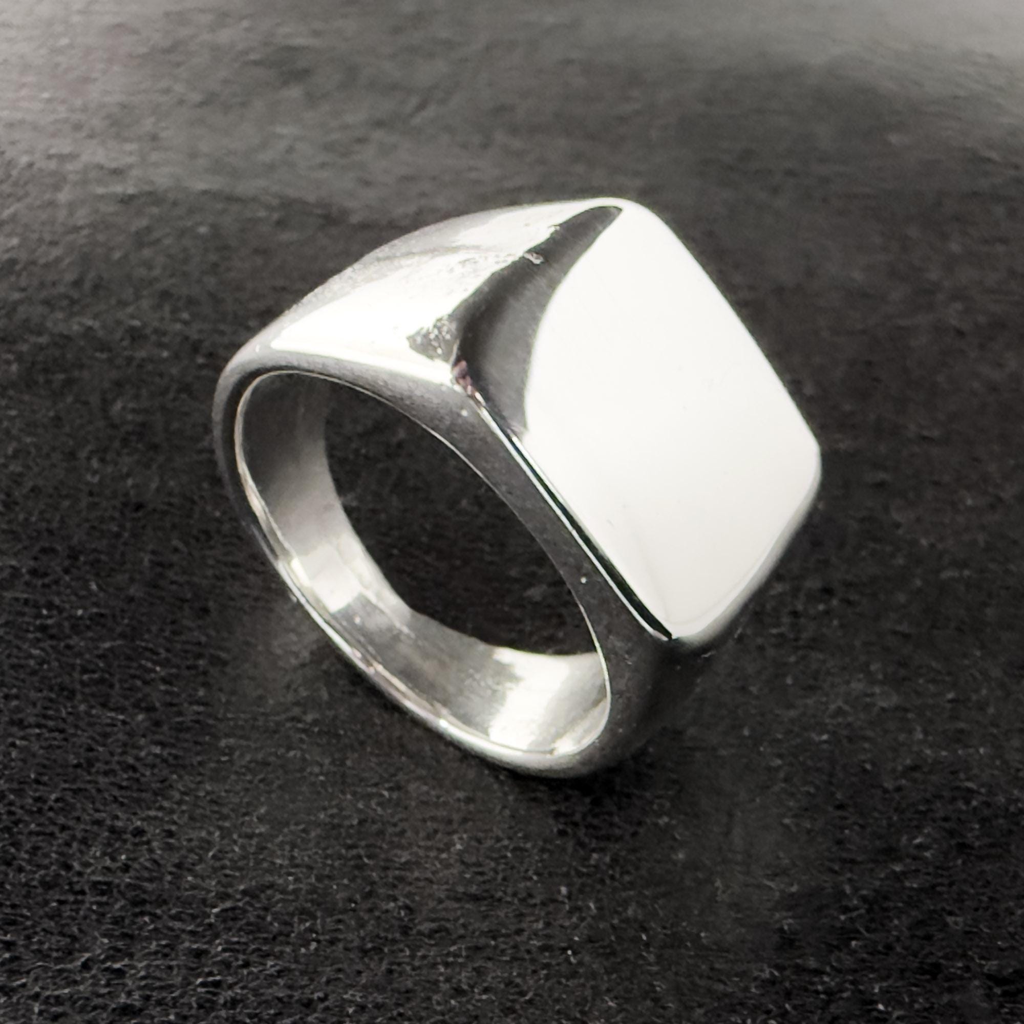 Solid 925 Sterling Silver Square Signet Ring, Hallmarked - Etsy