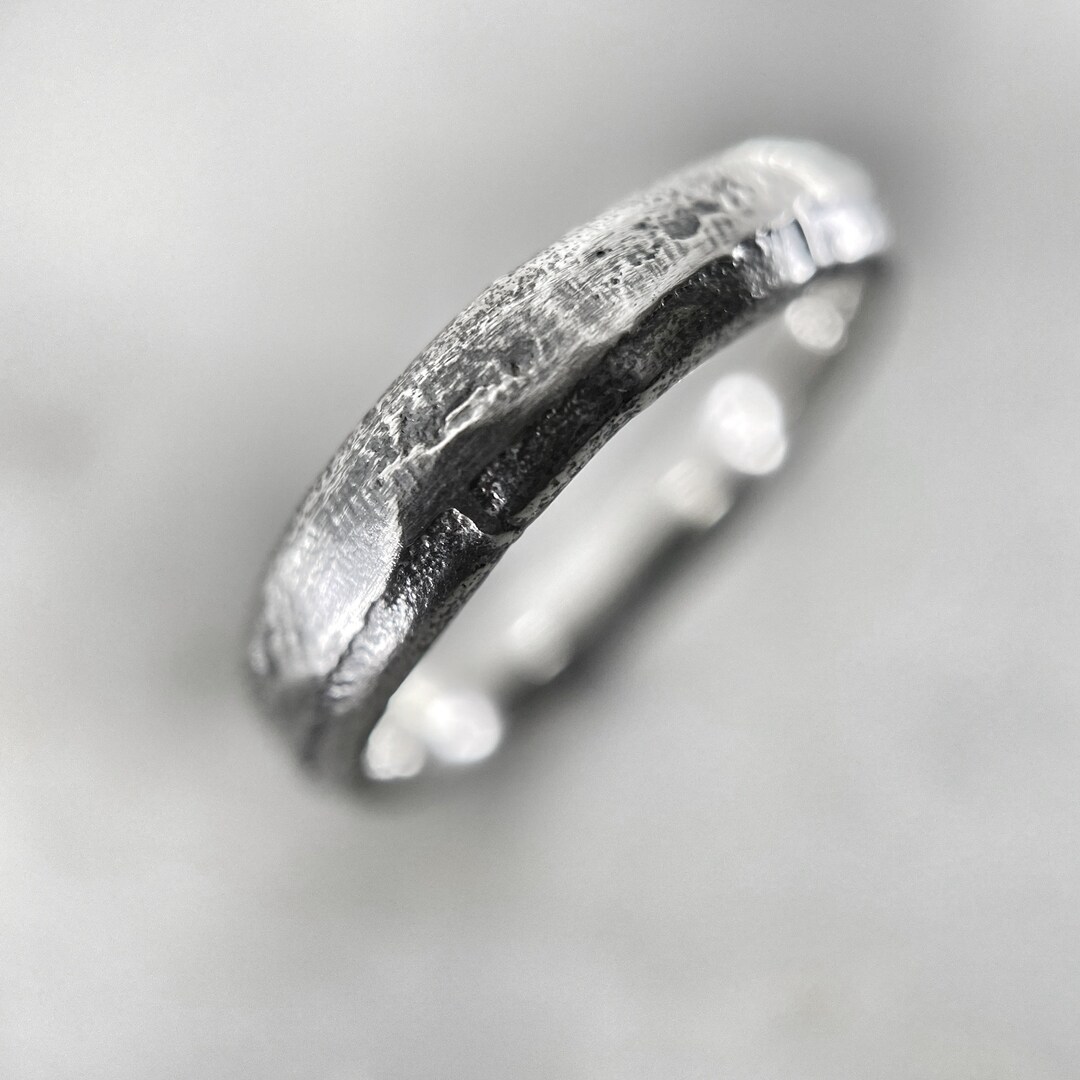 Rustic Silver Ring, Alternative Wedding Band, Wedding Ring - Etsy