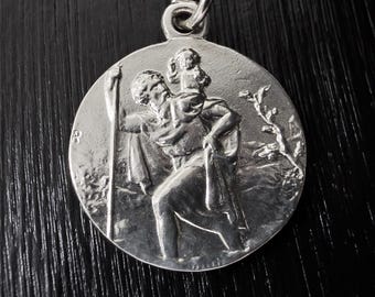 Distressed Sterling Silver St. Christopher Pendant: Rustic Protection Necklace