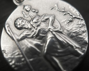 Distressed Sterling Silver St. Christopher Pendant: Rustic Protection Necklace