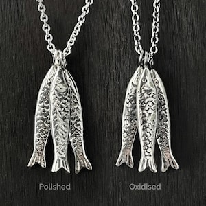Fish Necklace, Sardine Necklace, Silver Fish Necklace, Fish Pendant Necklace, Tiny Fish Necklace, Pisces Necklace