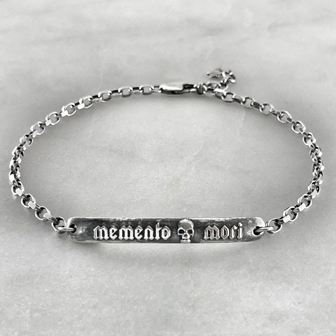 Sterling Silver Memento Mori Bracelet, Macabre Skull Jewelry - Etsy