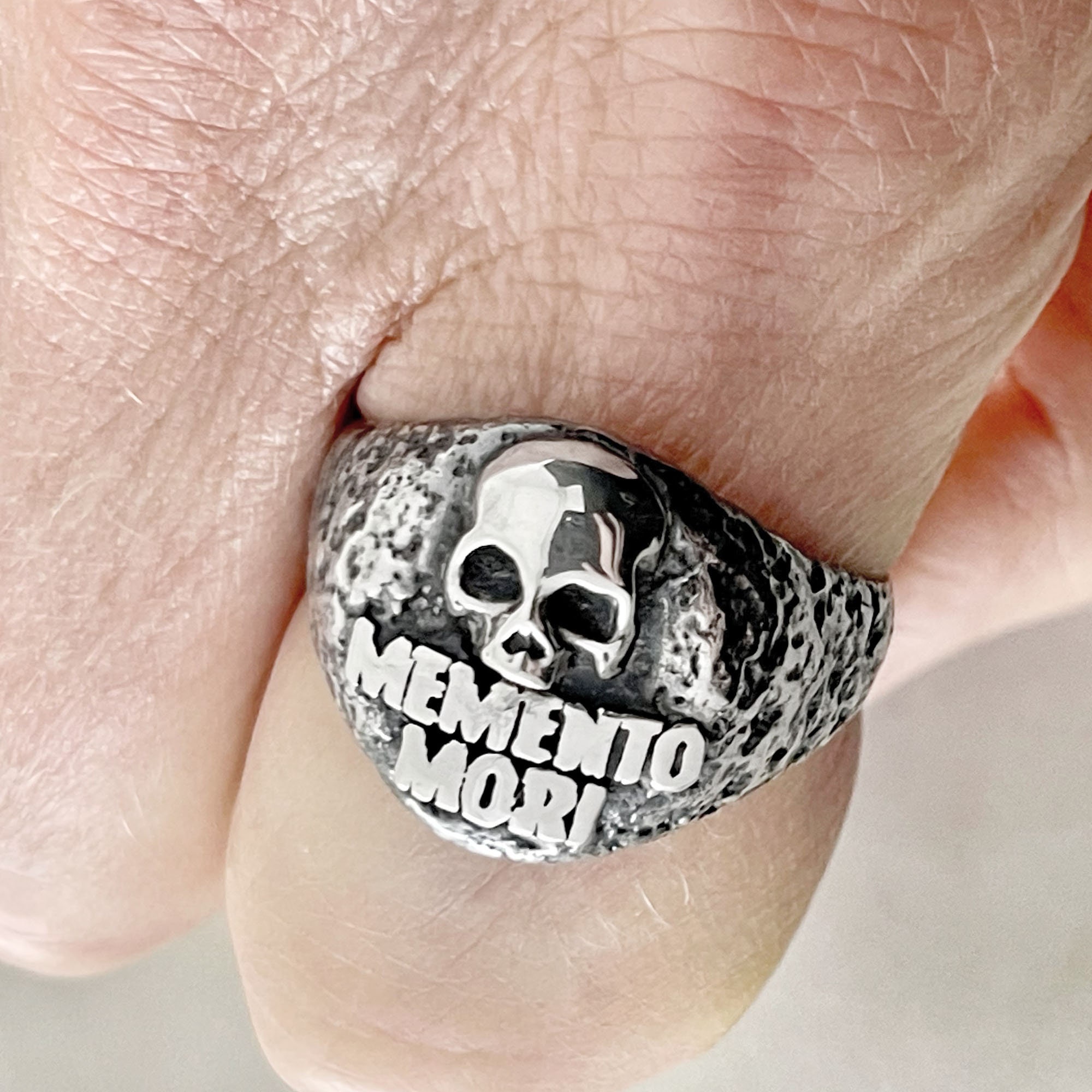 Sterling Silver Memento Mori Skull Ring, Handmade - Etsy