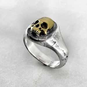 Gold Skull Ring, Skull Signet Ring, Skull Ring, Unique Skull Ring, Macabre Jewelry, Memento Mori, Mourning Jewelry
