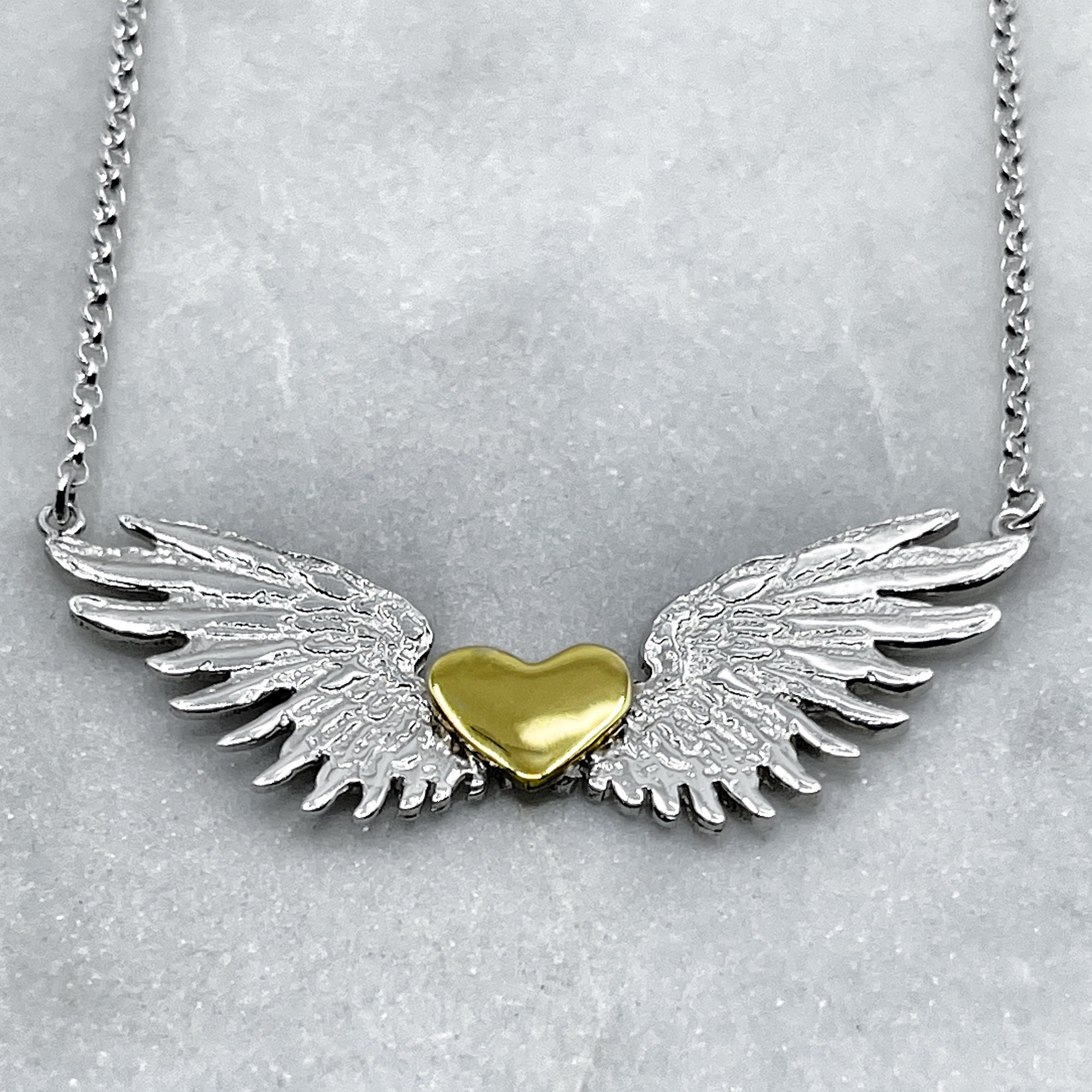 Flying Heart Necklace - Winged Heart Charm - Gwen Delicious