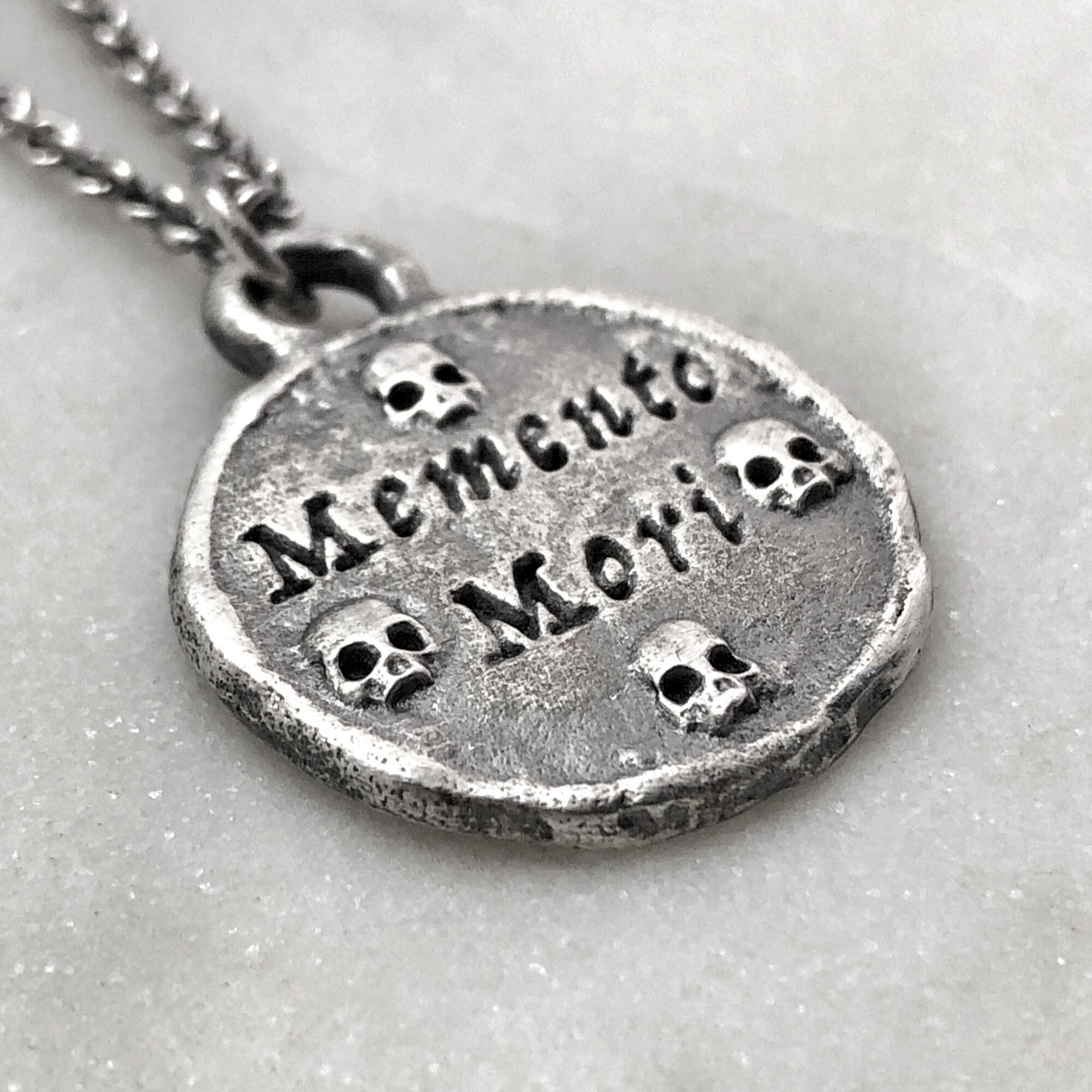Sterling Silver Memento Mori Skull Pendant, Macabre Jewelry - Etsy