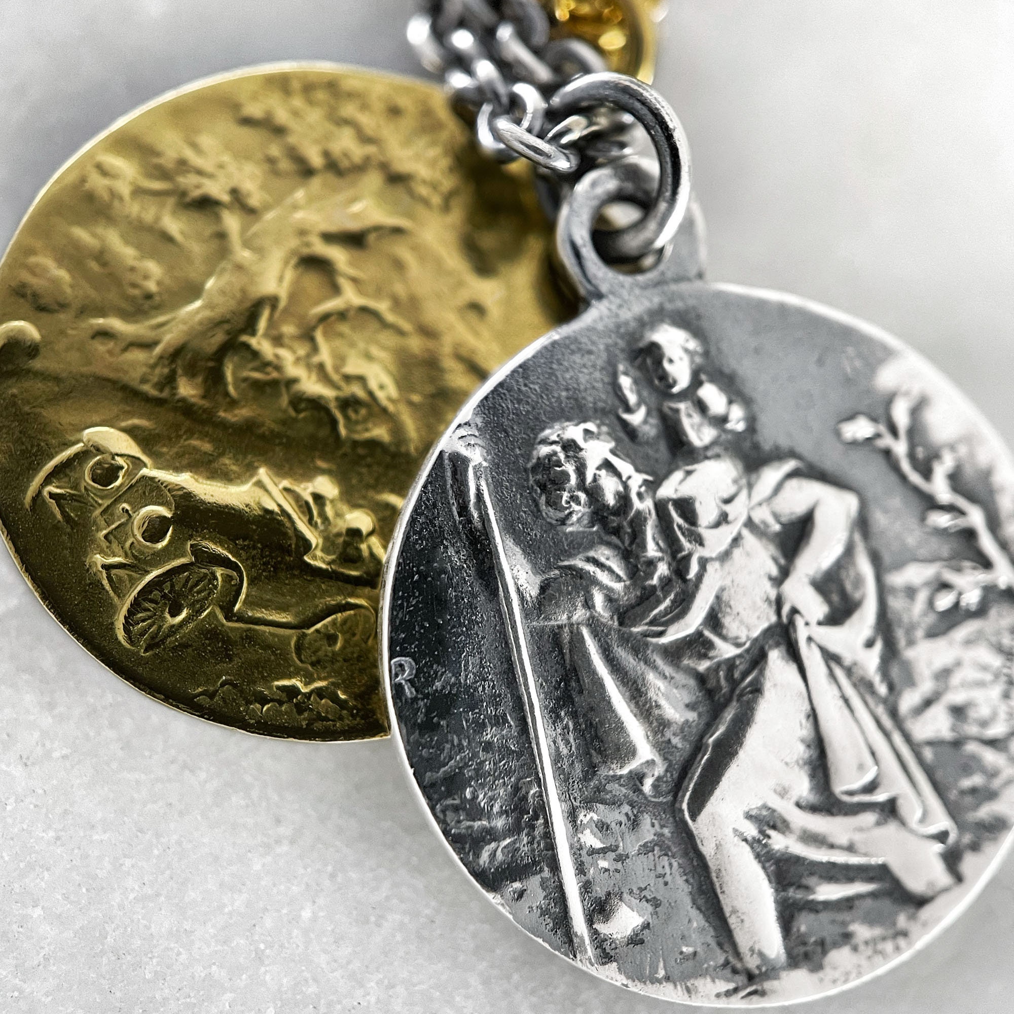 Antique silver st christopher medal - .de