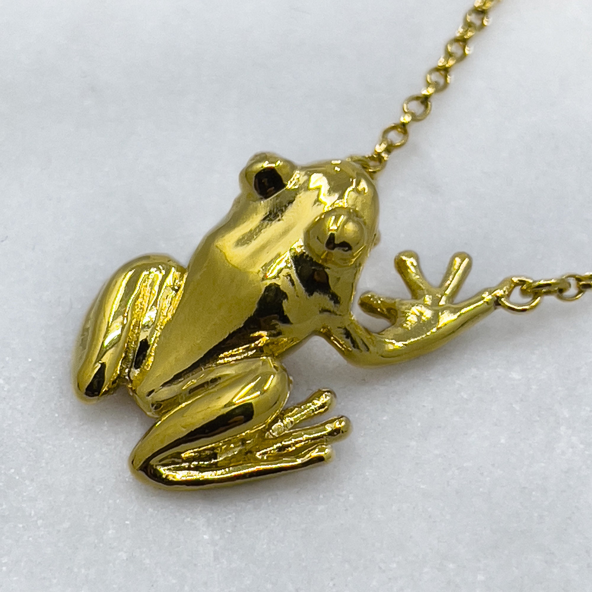 Small Gold Frog Pendant - Emeralds International LLC.