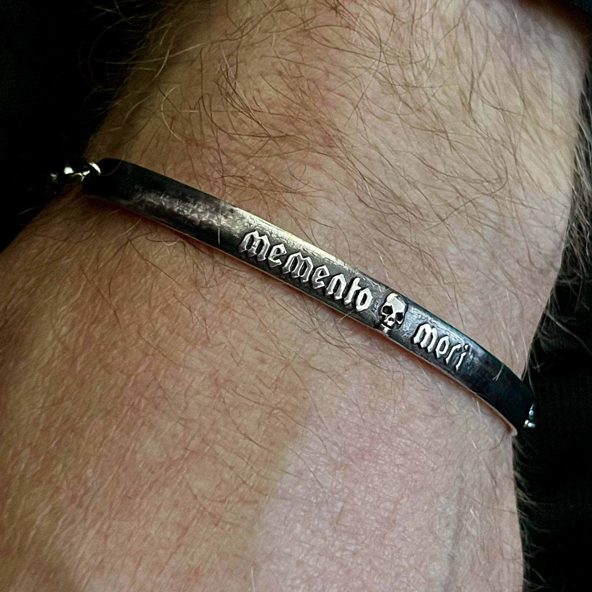 Memento Mori Skull Bracelet, Sterling Silver, Adjustable Chain - Etsy