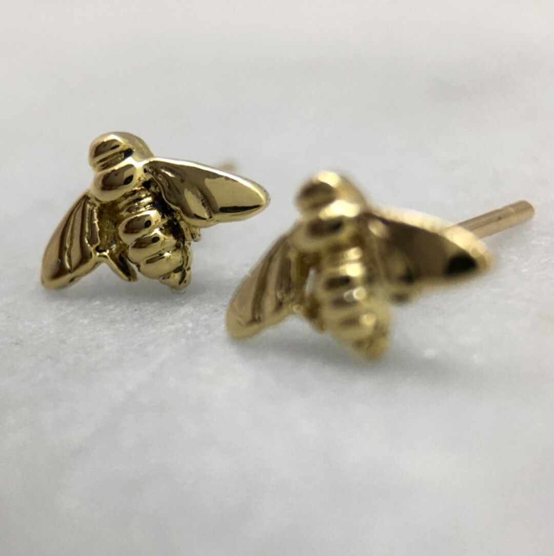 Gold Bee Earrings, Gold Bee Jewelry Gold Earrings, Save the Bees, Bee
