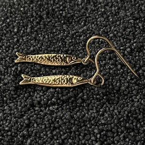 Sardine Earrings, Fish Drop Earrings, Pisces Earrings, Mothers Day Present, 18th Birthday, 21st Birthday, Gold, Silver