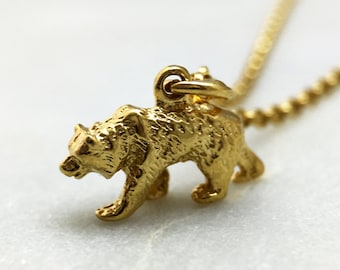 Bear Necklace Gold