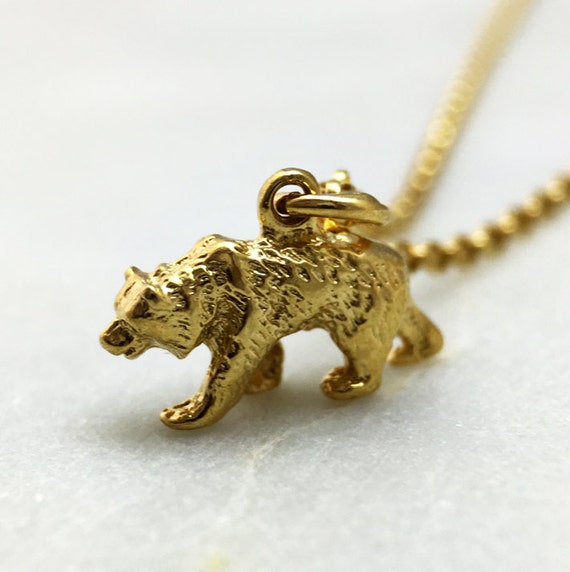 Vail Golden Bear 14k Gold BEAR Enclosed Bottom Pendant Necklace | eBay