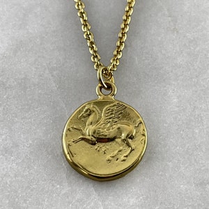 Pegasus Anhänger,Fliegendes Pferd Anhänger,Fabelwesen,Pegasus Münze,Goldmünze Halskette,Pegasus Anhänger,Zauberpferd