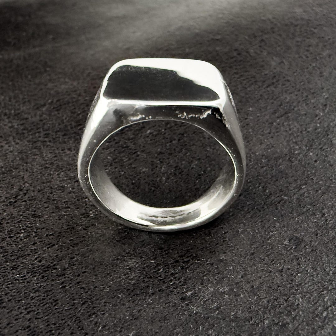 Solid 925 Sterling Silver Square Signet Ring, Hallmarked - Etsy
