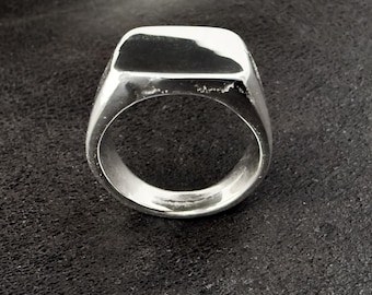 Solid 925 Sterling Silver Square Signet Ring, Hallmarked - Etsy