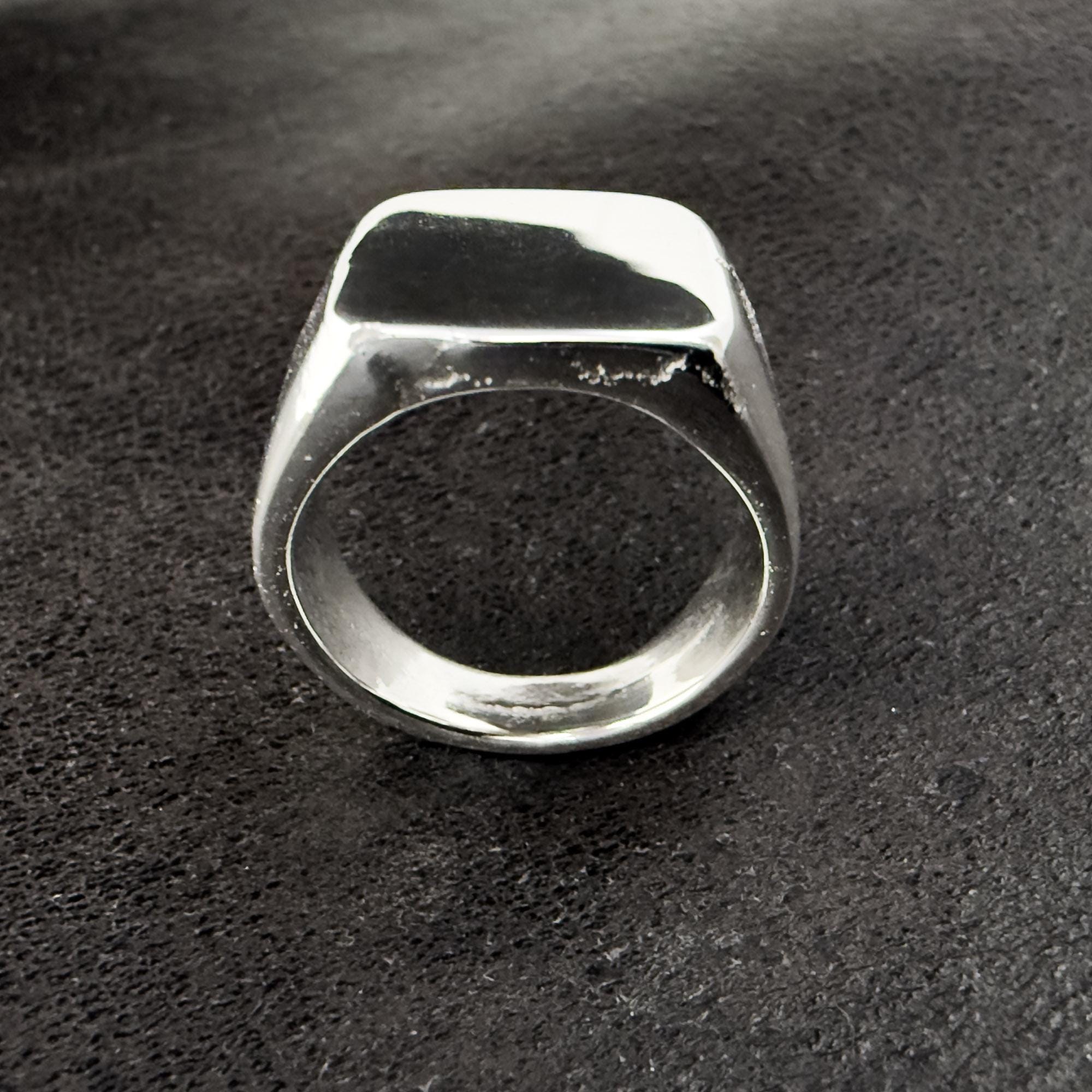 Solid 925 Sterling Silver Square Signet Ring, Hallmarked - Etsy