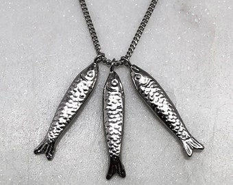 Collier poisson, collier sardine, collier poisson en argent, collier avec pendentif poisson, collier petit poisson, collier poissons
