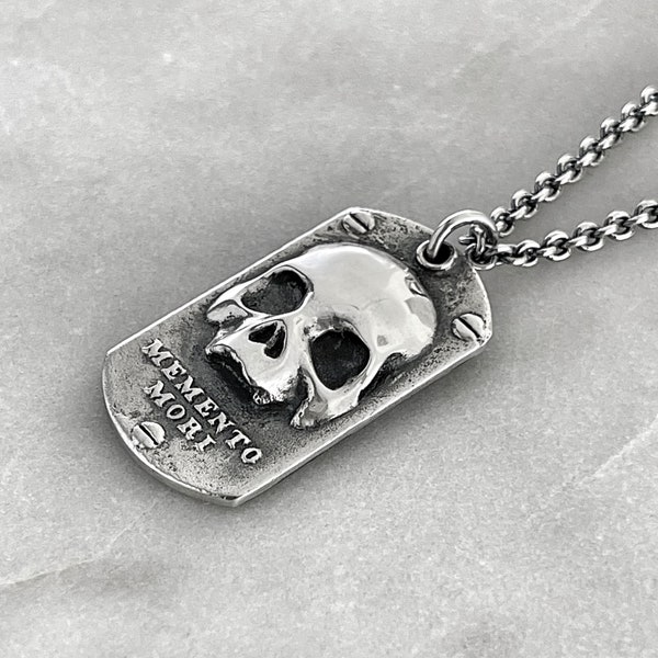 Skull Army Tag, Skull Identity Tag, Identity Tag Necklace, Memento Mori Pendant, Memento Mori, Macabre Jewelry, Skull Pendant, Skull Tag,