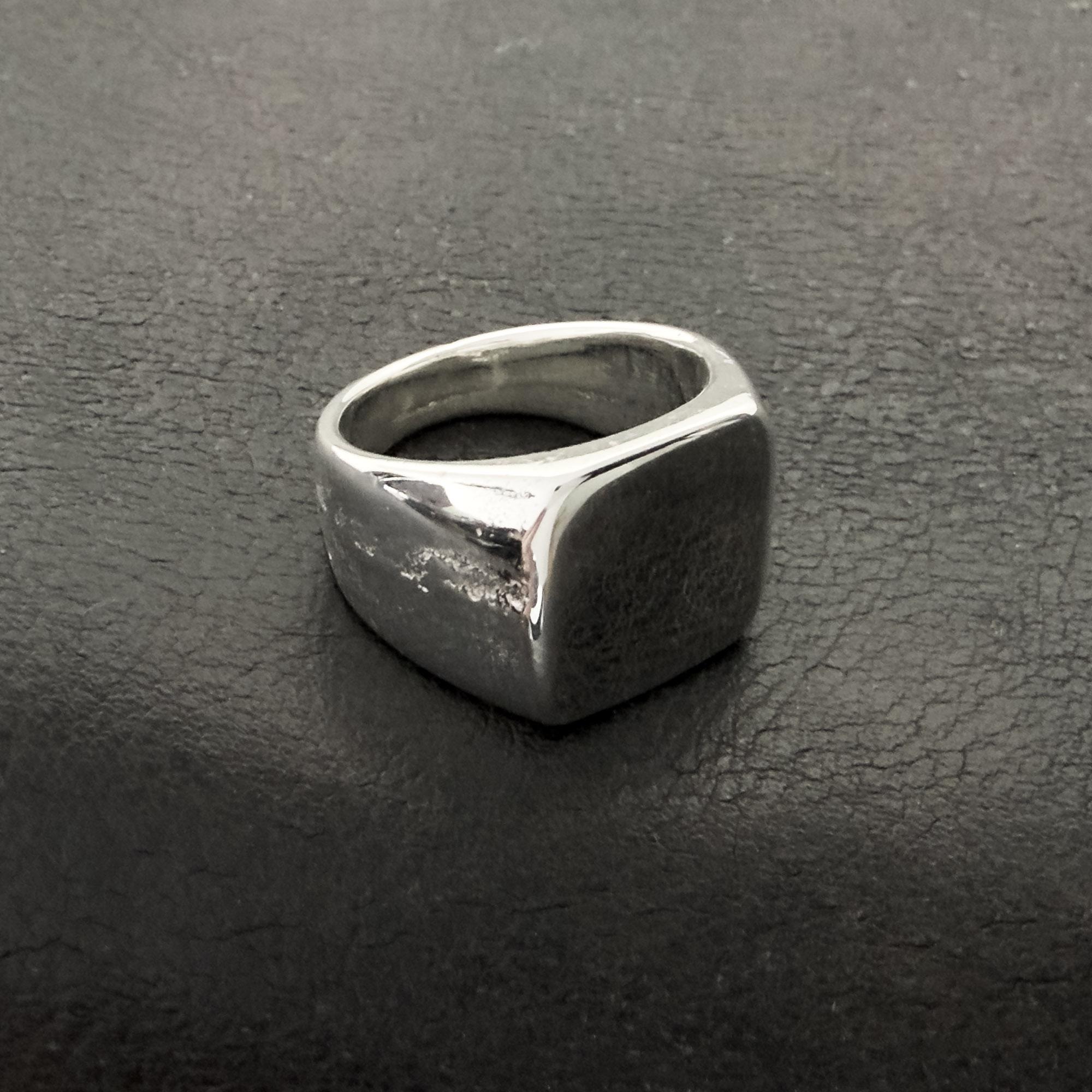 Solid 925 Sterling Silver Square Signet Ring, Hallmarked - Etsy