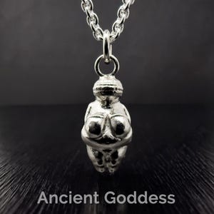 Venus of Willendorf Necklace, Sterling Silver, Fertility Goddess