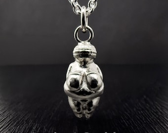 Venus of Willendorf Necklace, Sterling Silver, Fertility Goddess