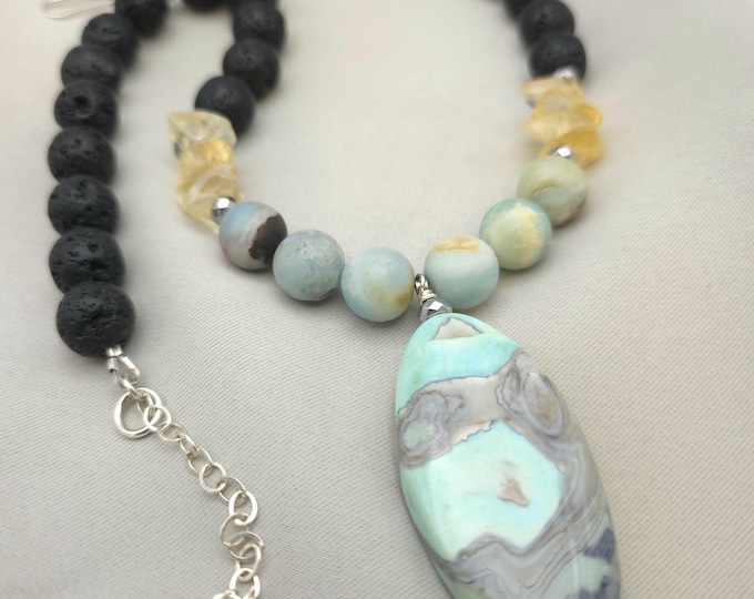 The Peaceful Dragon Skin Agate Pendant Necklace.