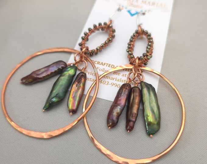 Enchanting Copper Double Hoops Earrings