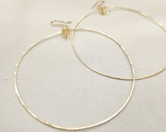 18 K Gold Filled Hoops Earrings / Citrine Hoops Earrings