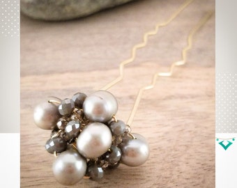 Absolute, Luxurious, Genuine Pearls Hair Fork/ Pure Metal Hair Bun Stick/ Top knot Elegant Hair Fork/ Excellent Hair Embellishment Design