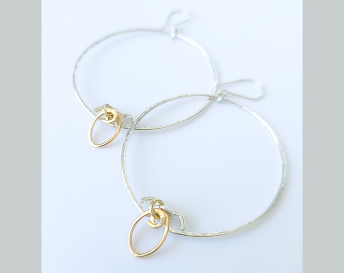 A New Beginning / 925 Sterling Silver Hoops Dangle Earring.