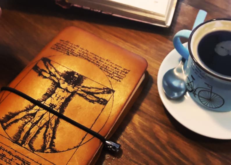 Vitruvian man journal dream journal personalized diary writing journal moleskine notebook gift for travel writing notebook