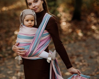 Écharpe de portage tissée - Diesu Marshmallow - porte-bébé du nouveau-né au tout-petit, cadeau pour une nouvelle maman, porte-bébé de voyage, cadeau de baby shower