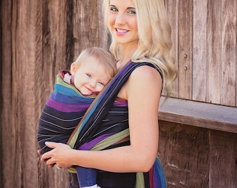 Woven Baby Wrap - Rainbow at Night - Woven Wrap Baby Carrier, infant carrier, baby sling, newborn essential, unique gift for new mom